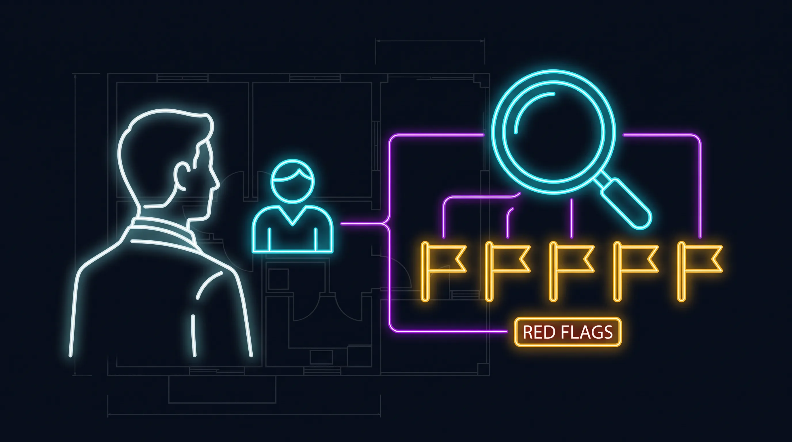 A business owner evaluating an AI employee provider, spotting red flags in the sales pitch while a trustworthy provider runs discovery on the owner's real work