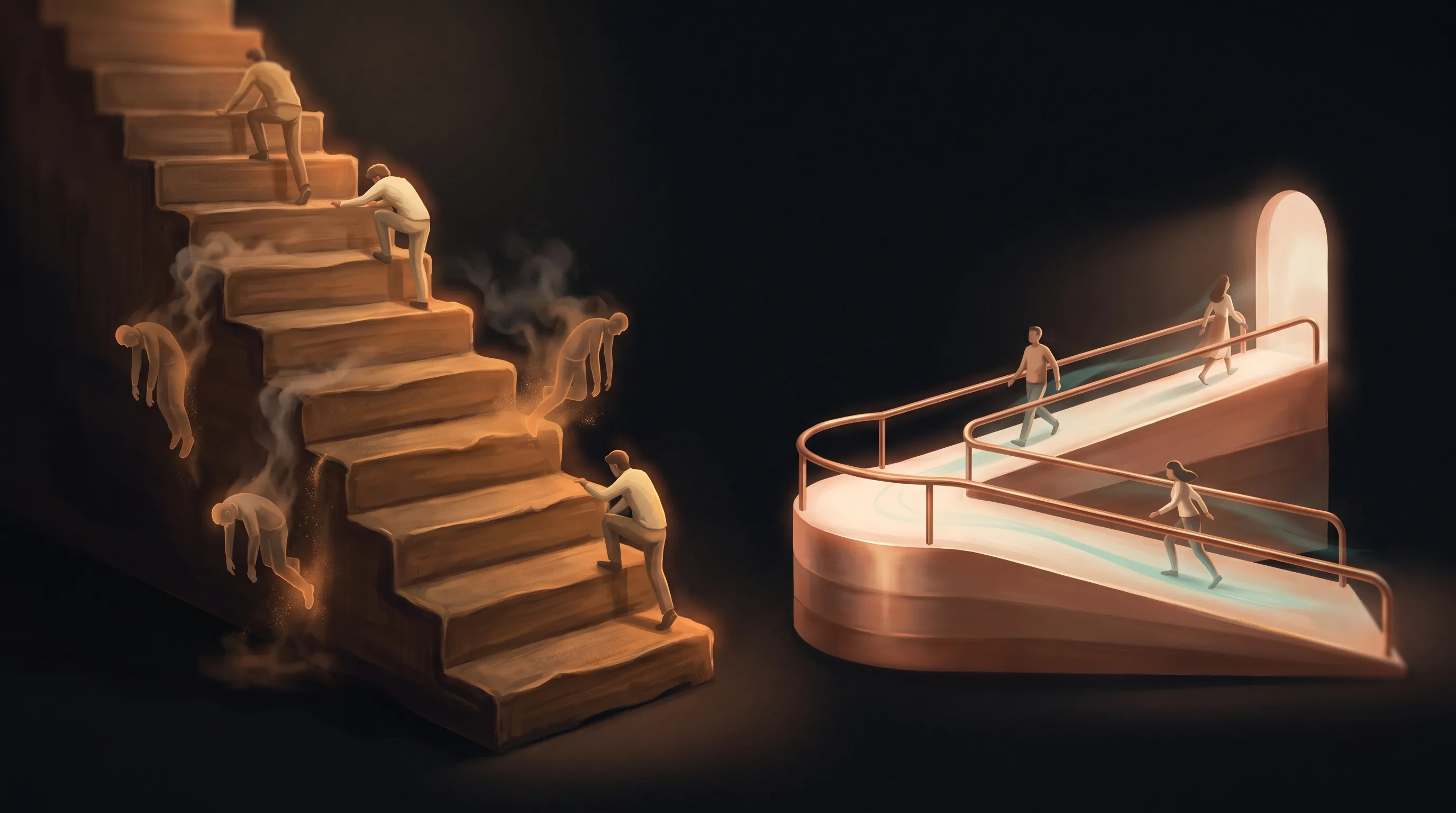 A long high-friction form leaking prospects versus a short streamlined form that reaches completion